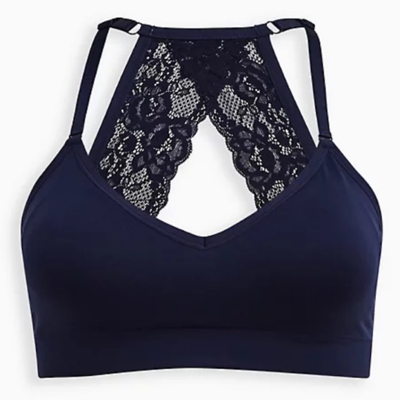 NWT TORRID Navy Racerback Lightly Padded Seamless Flirt Bralette - Picture 6 of 7
